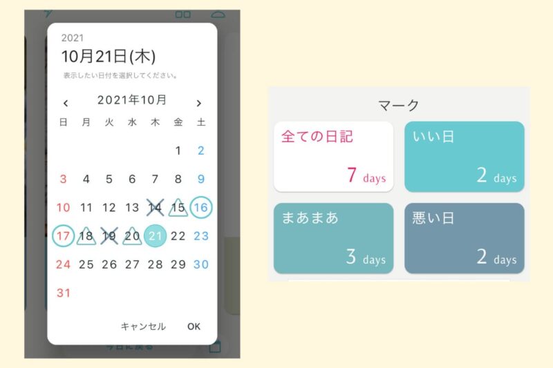 カレンダーといい日のカウント画面
